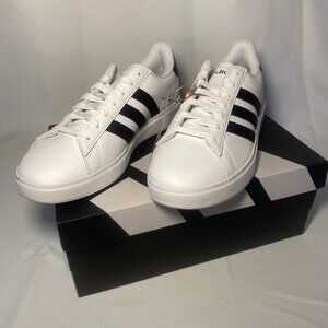 Adidas Grand Court 2.0 Womens Tennis Shoes 8.5 White Black Stripe New Box GW9214